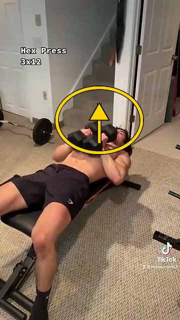 Dumbbell Hex Press Dumbbell Hex Press 덤벨을 붙인 채 밀기