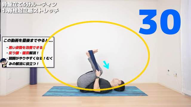 脊柱起立筋ストレッチの動作フレーム