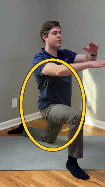 Kneeling lunge with spinal rotation exercise frame highlight
