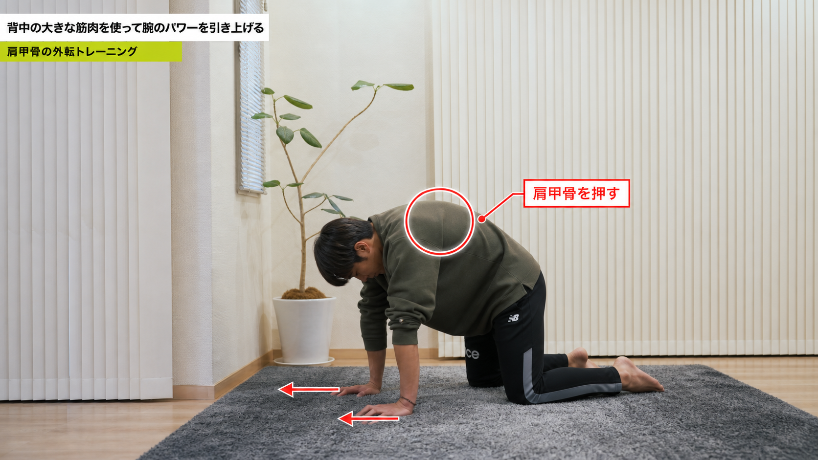 四つ這いでの肩甲骨外転トレーニングの動作フレーム