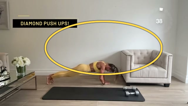 Diamond push-ups exercise frame highlight