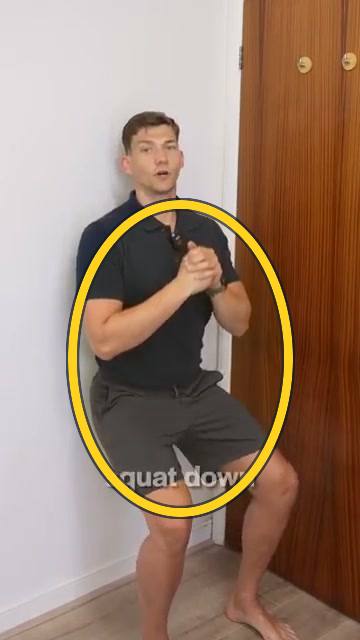 Wall ball hack squat exercise frame highlight