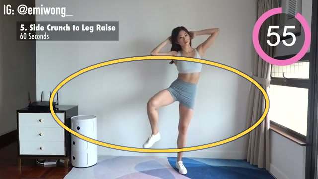 Side Crunch to Leg Raise exercise frame highlight