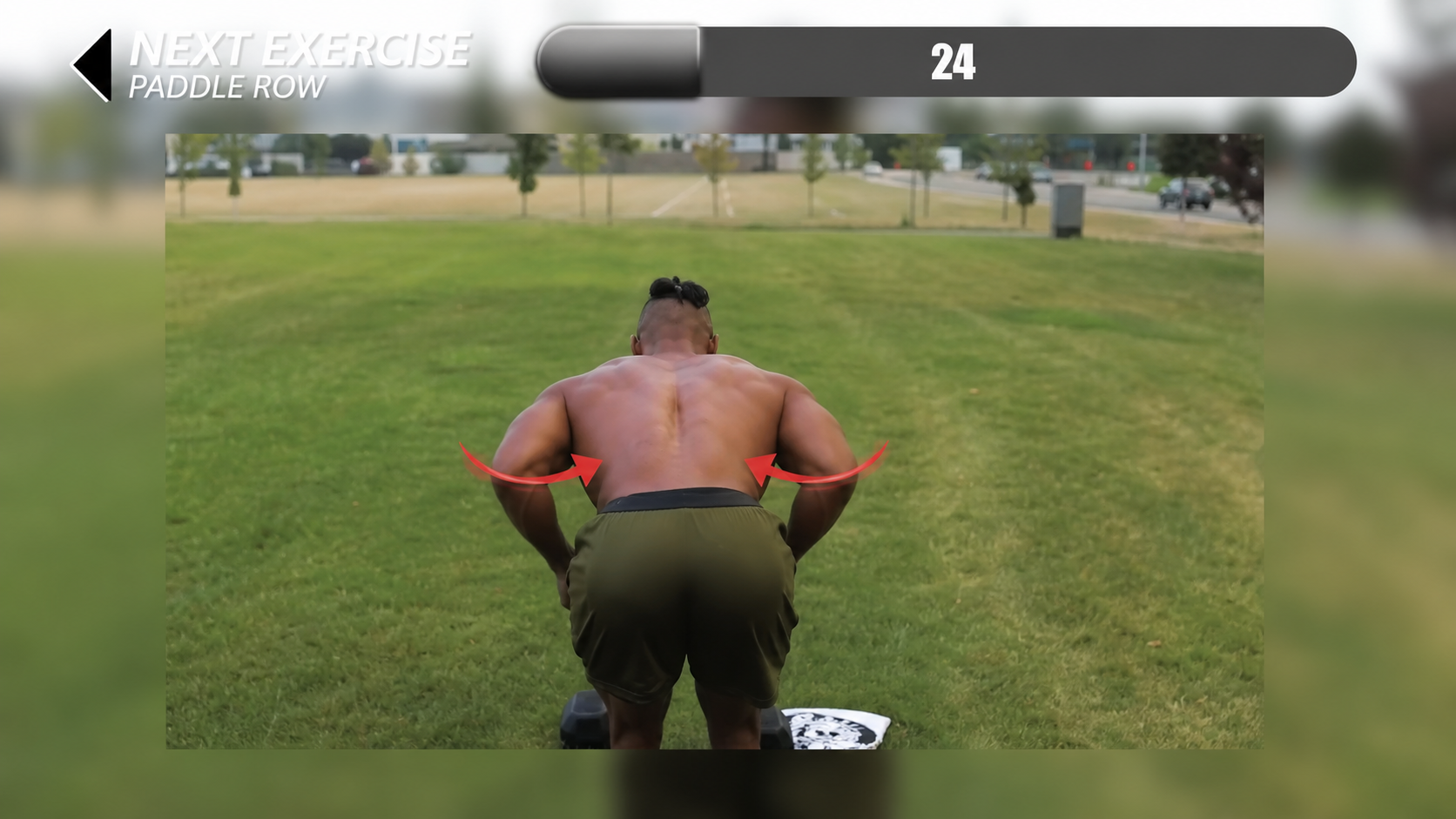 Dumbbell paddle row exercise frame highlight