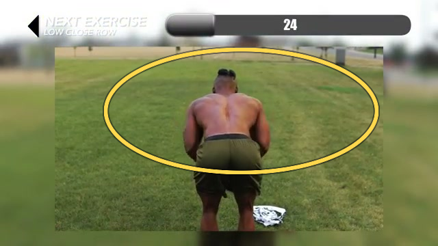 Dumbbell low close row exercise frame highlight
