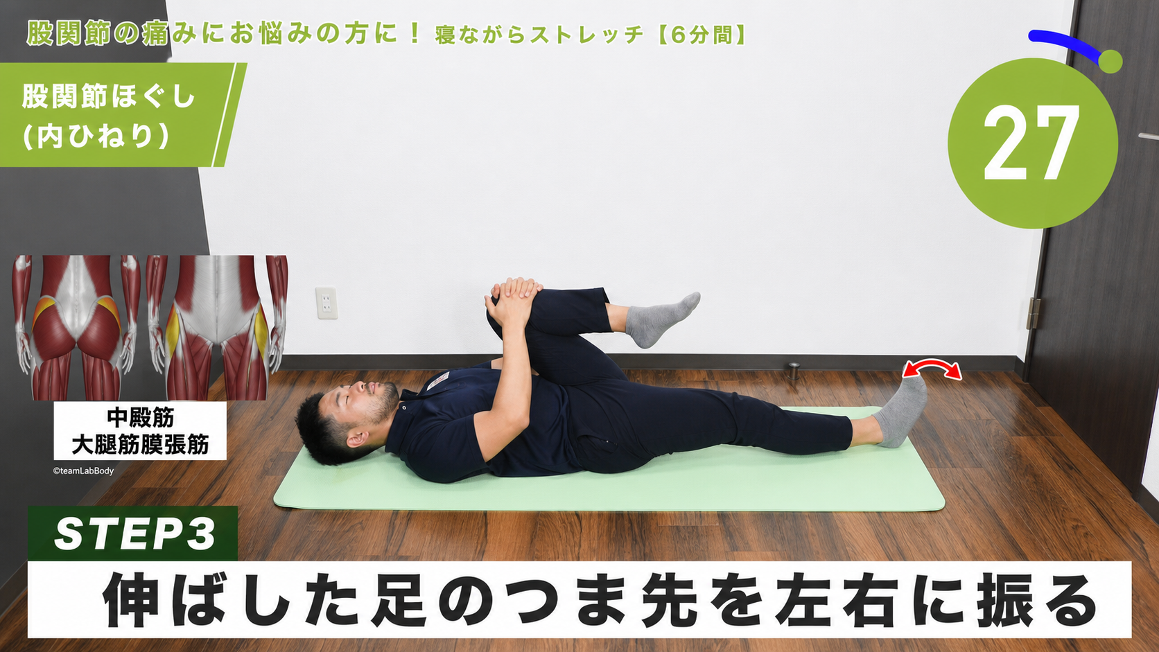 股関節ほぐし（内ひねり）の動作フレーム