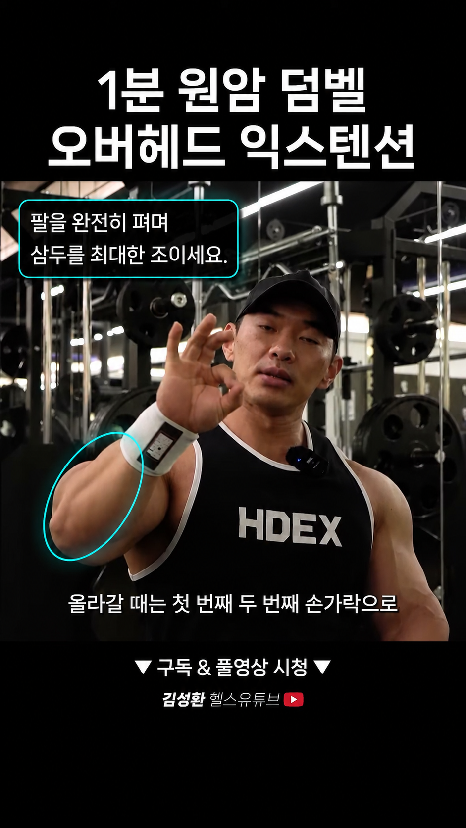 [삼두] 원암 덤벨 오버헤드 익스텐션 삼두 피크 수축 구간