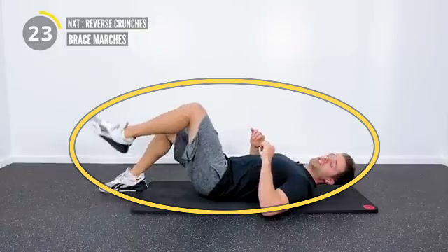 Supine brace marches exercise frame highlight